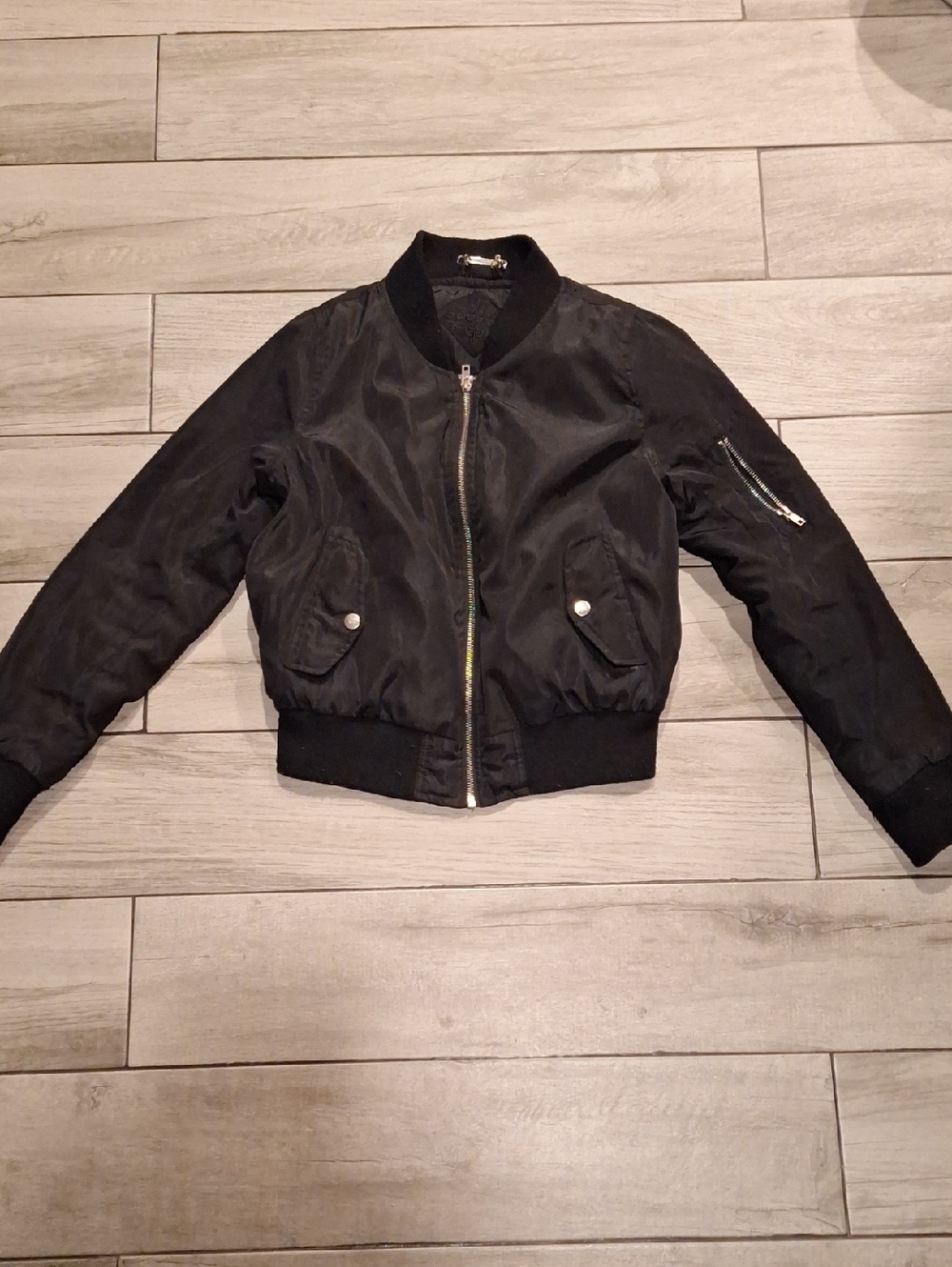 🦔Joujou Girls Black Bomber Jacket with Zip Front🍋‍🟩